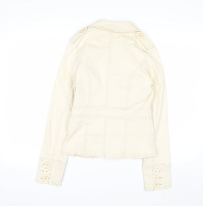 Jane Norman Women Beige Cotton Blend Button Blazer Jacket Size 12