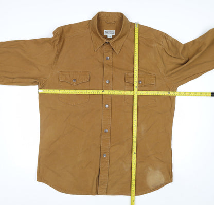 Dakota Men's Brown Cotton Workwear Shirt L Long Sleeve Button-Up