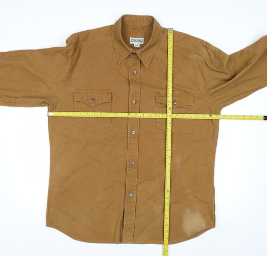 Dakota Men's Brown Cotton Workwear Shirt L Long Sleeve Button-Up