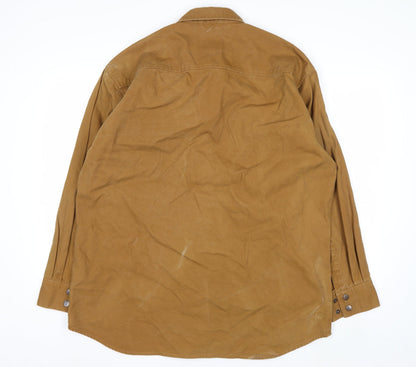 Dakota Men's Brown Cotton Workwear Shirt L Long Sleeve Button-Up