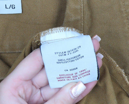 Dakota Men's Brown Cotton Workwear Shirt L Long Sleeve Button-Up