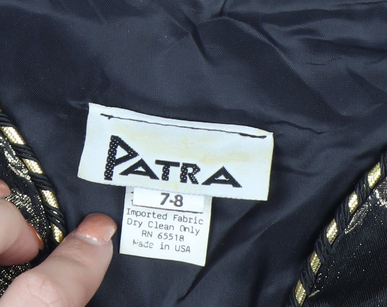 Patra Women Black Floral Brocade Long Sleeve Blazer Size 8