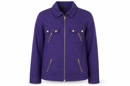 Keren Hart Women's Purple Cotton Zip-Up Jacket Size M