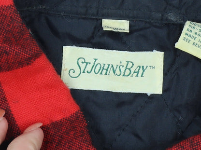 St. John’s Bay Men’s Red Black Check Flannel Shirt XL Vintage