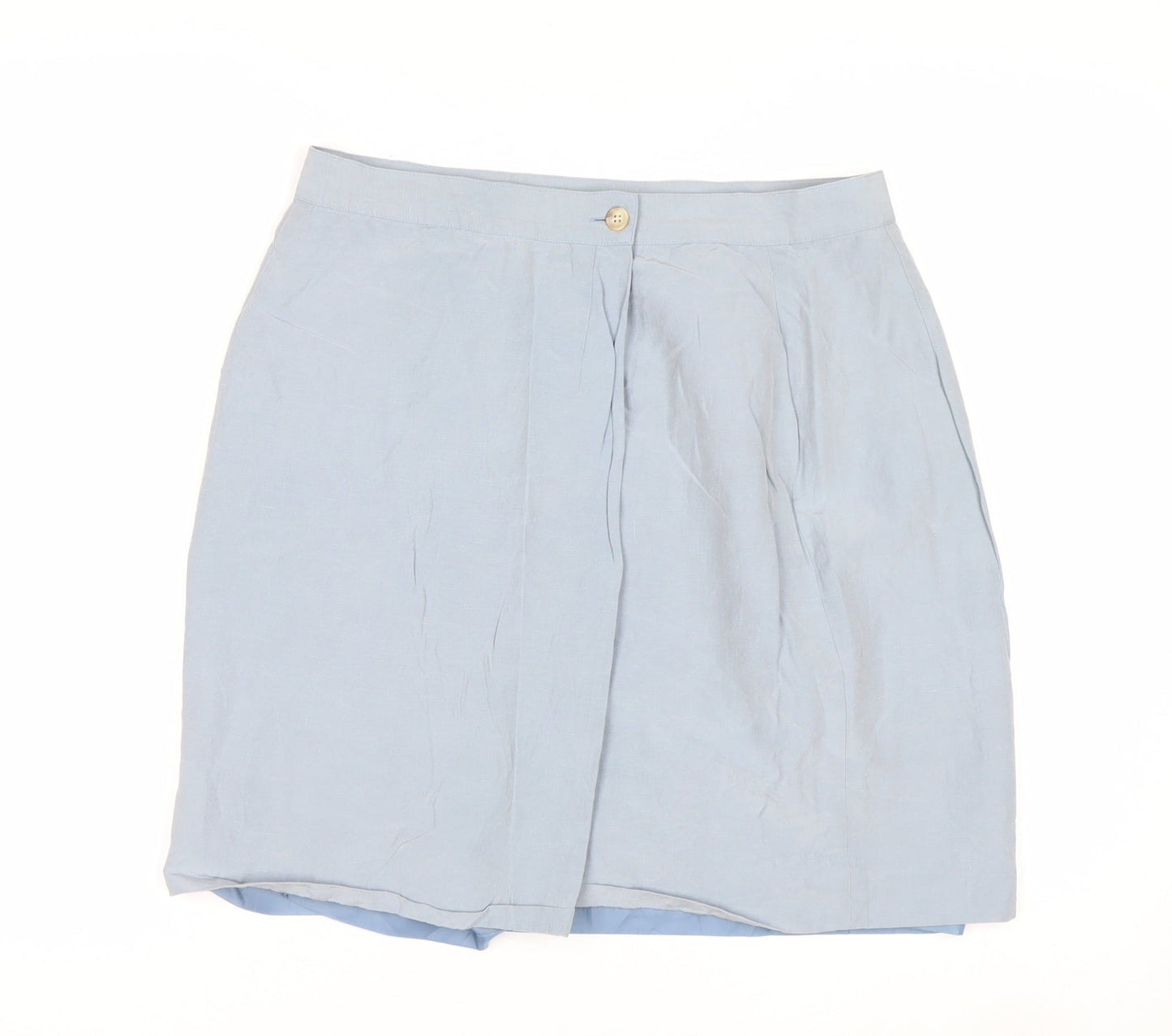 Talbots Womens Blue Silk Linen Pencil Skirt Size 14 Petite
