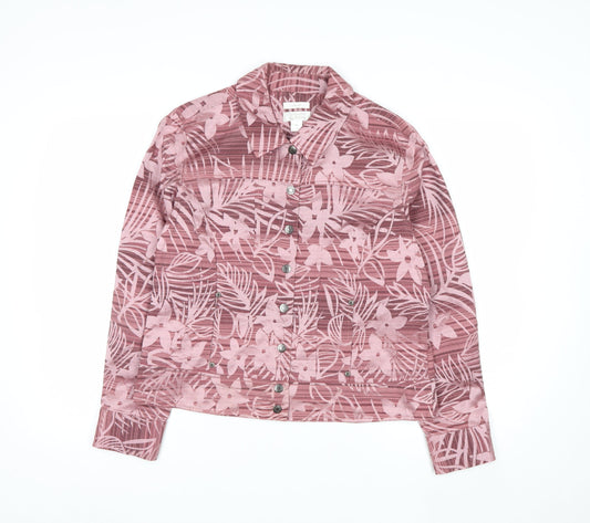 Christopher & Banks Women's Pink Floral Button Jacket Size M