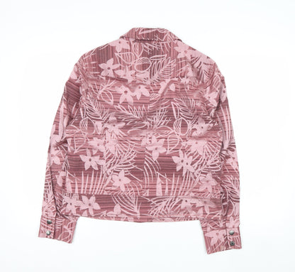 Christopher & Banks Women's Pink Floral Button Jacket Size M
