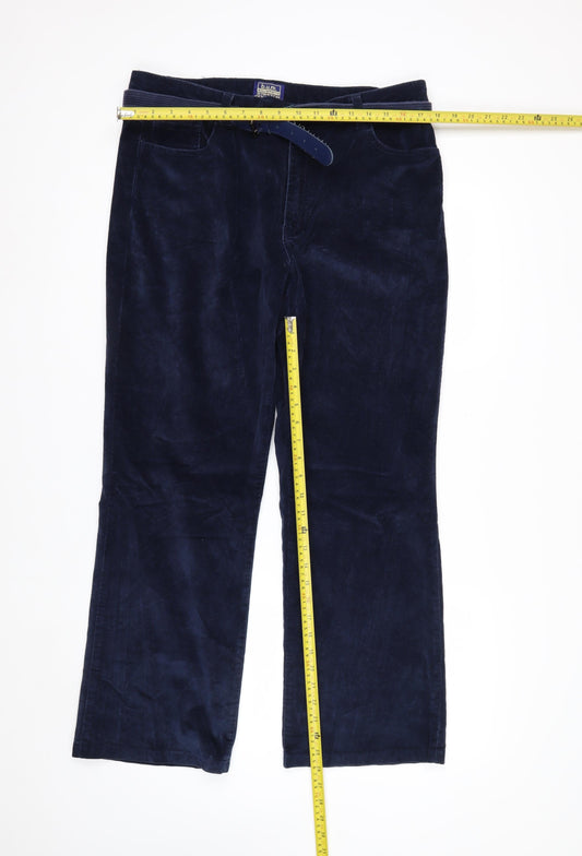 B.U.M. Equipment Women Blue Corduroy Stretch Trousers Size 16