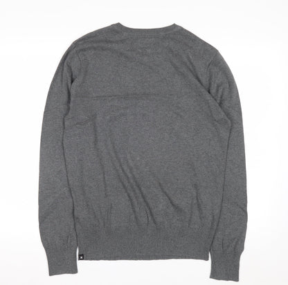 Hurley Men Grey V-Neck Cotton Pullover Jumper Medium