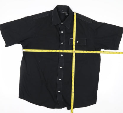Rocawear Men's Black Cotton Short Sleeve Button-Up Shirt L