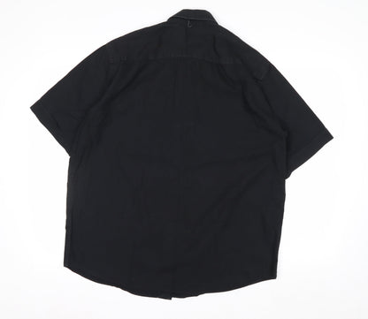 Rocawear Men's Black Cotton Short Sleeve Button-Up Shirt L