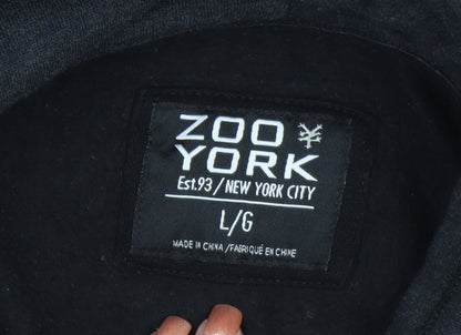 Zoo York Men's Black Red Grey Pullover Hoodie Size L Urban Skate Style