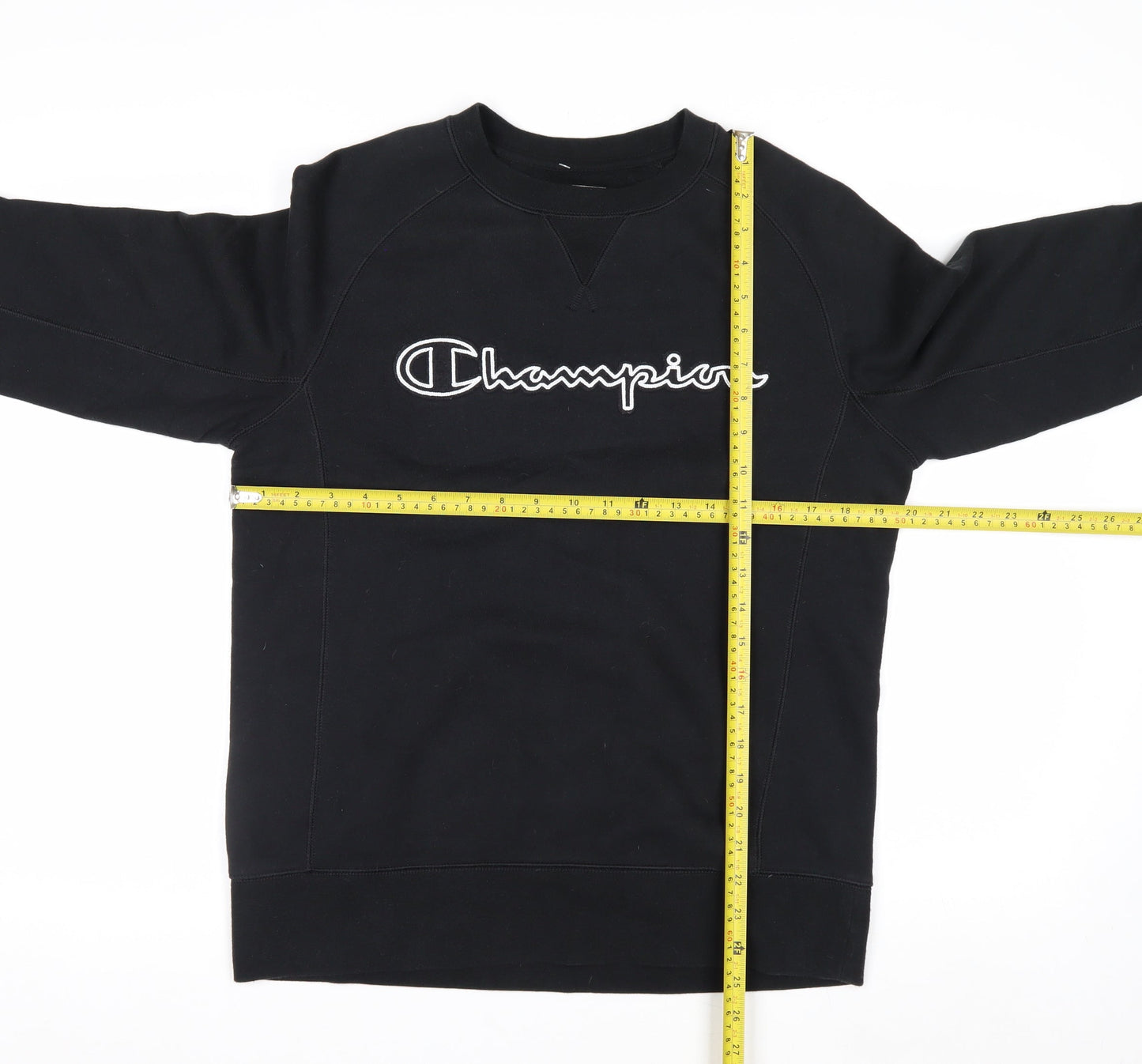Champion Women's Black Small Pullover Sweatshirt Logo Cotton Blend