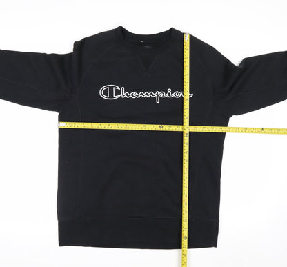 Champion Women's Black Small Pullover Sweatshirt Logo Cotton Blend