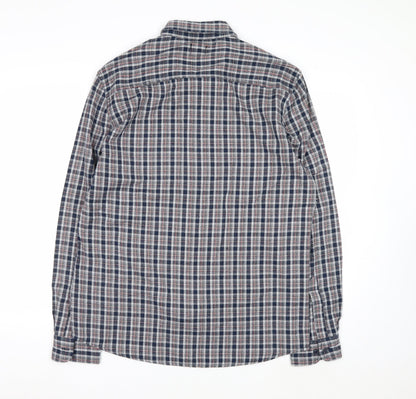 Easy 1973 Men's Blue Checked Cotton Long Sleeve Button-Up Shirt Size L