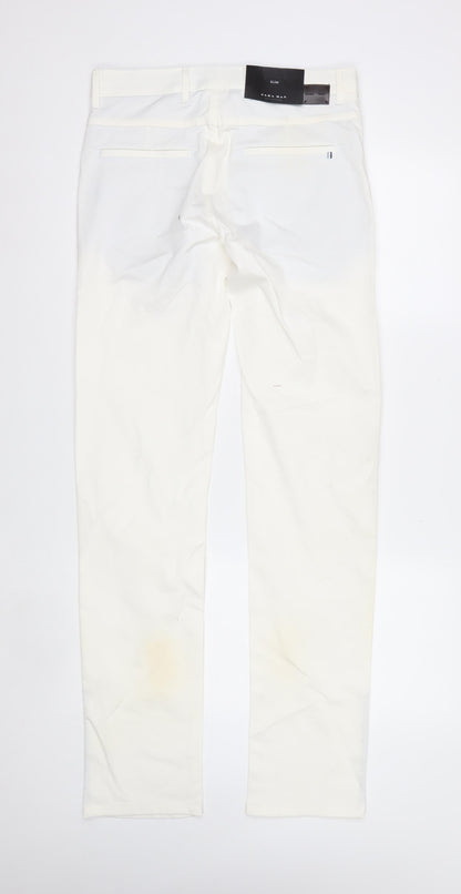 Zara Man White Slim Fit Chino Trousers Size 30 Men's