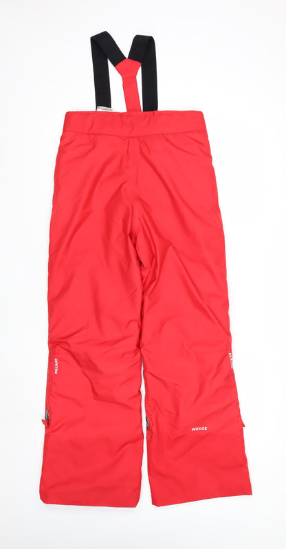 Wedze Boys Red Snow Pants 12-14 Years Waterproof Insulated Ski Trousers