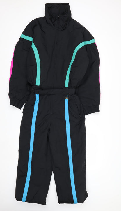 Club Attivo Womens Black Size 10 Retro Ski Suit Winter Belted Full Zip