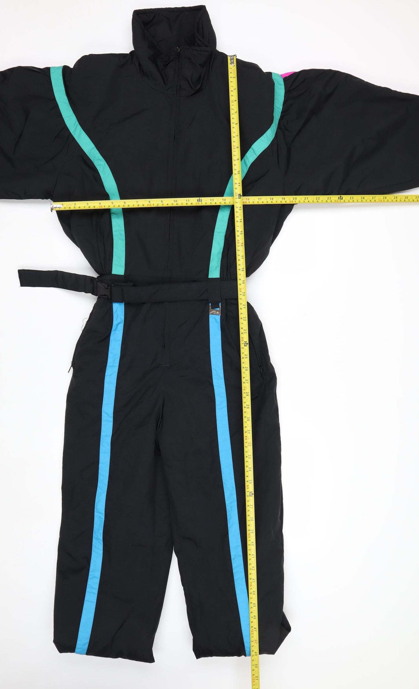 Club Attivo Womens Black Size 10 Retro Ski Suit Winter Belted Full Zip