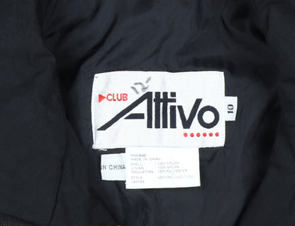 Club Attivo Womens Black Size 10 Retro Ski Suit Winter Belted Full Zip