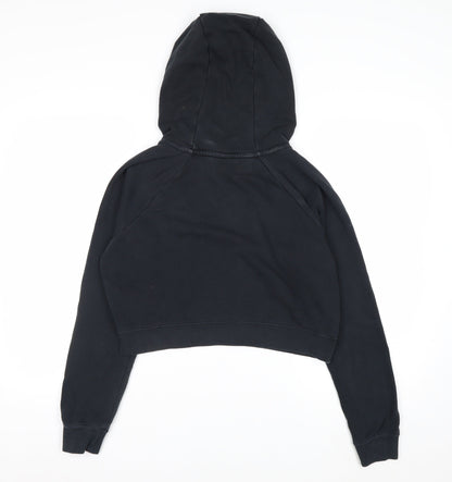 Nike Women Black Small Cropped Pullover Hoodie Sweatshirt
