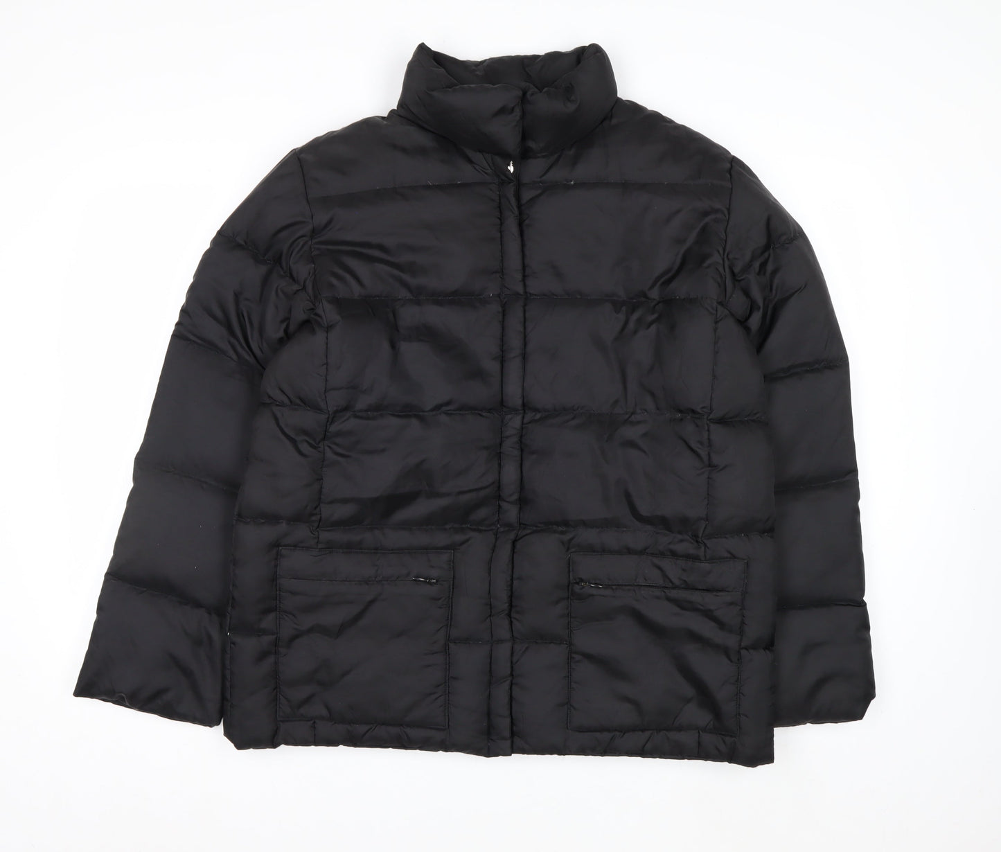 IZZI Womens Black Puffer Jacket M Mid-Length Down Winter Coat