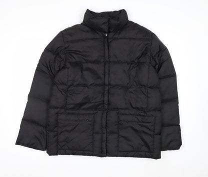 IZZI Womens Black Puffer Jacket M Mid-Length Down Winter Coat