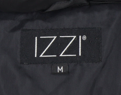 IZZI Womens Black Puffer Jacket M Mid-Length Down Winter Coat