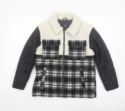 River Island Boys Black Check Sherpa Shirt Jacket 9-10 Years