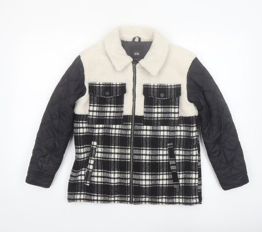 River Island Boys Black Check Sherpa Shirt Jacket 9-10 Years