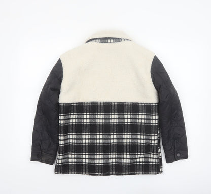 River Island Boys Black Check Sherpa Shirt Jacket 9-10 Years