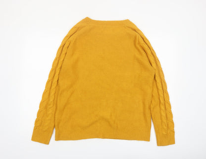 Bassini Women’s Yellow Cable-Knit Acrylic Jumper XL