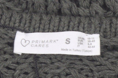Primark Women Green Open-Knit Cotton Pullover Jumper Size S