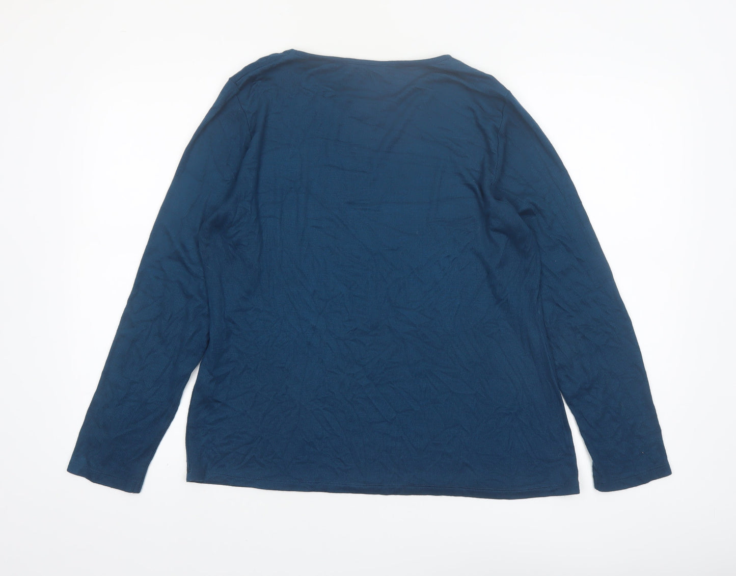 Finery Women Blue Long Sleeve Basic Jersey T-Shirt UK 18