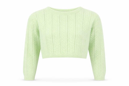 Zara Women's Green Cable-Knit Alpaca Wool Blend Jumper Size 8