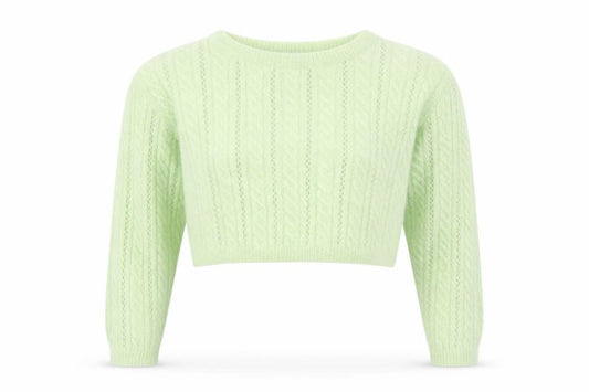 Zara Women's Green Cable-Knit Alpaca Wool Blend Jumper Size 8