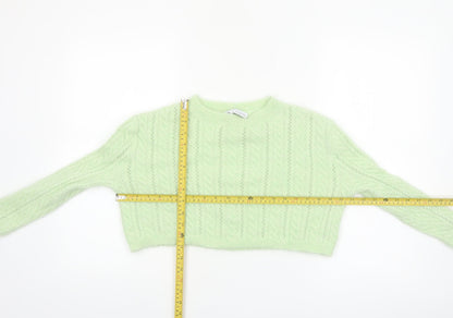 Zara Women's Green Cable-Knit Alpaca Wool Blend Jumper Size 8