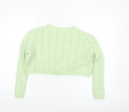 Zara Women's Green Cable-Knit Alpaca Wool Blend Jumper Size 8