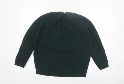 Uniqlo Women's Green Wool V-Neck Pullover Jumper M