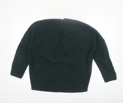 Uniqlo Women's Green Wool V-Neck Pullover Jumper M