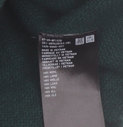 Uniqlo Women's Green Wool V-Neck Pullover Jumper M