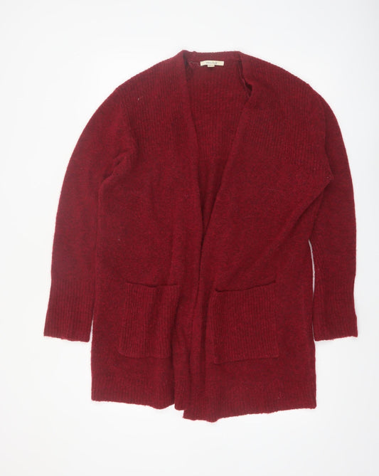 White Stuff Women Red Long Sleeve Open Knit Cardigan UK 14