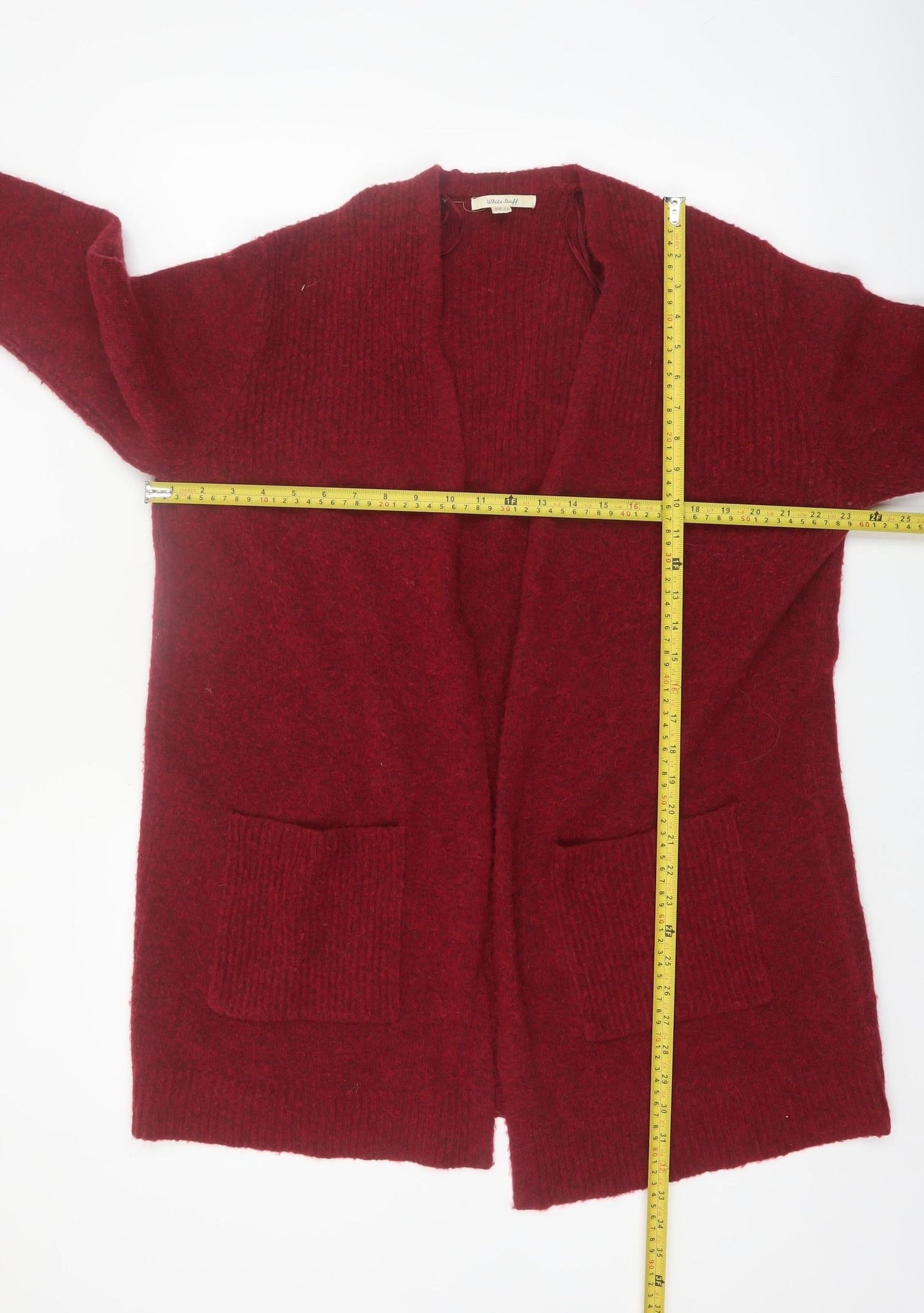 White Stuff Women Red Long Sleeve Open Knit Cardigan UK 14