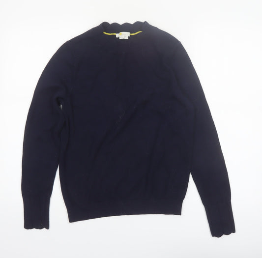 Boden Women Blue Cotton Wool Crew Neck Long Sleeve Jumper Size 12