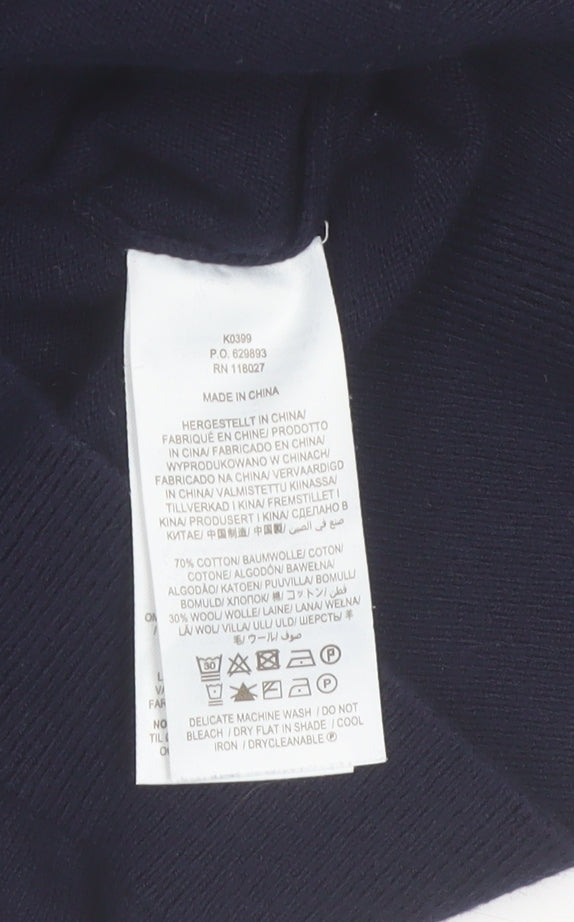 Boden Women Blue Cotton Wool Crew Neck Long Sleeve Jumper Size 12