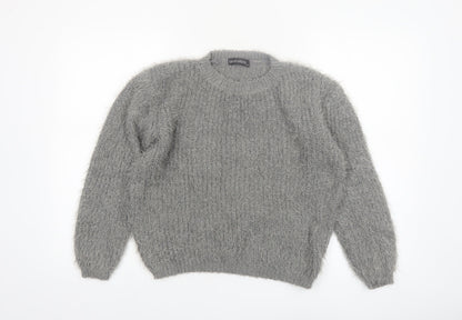 Salvo Green Women's Grey Chunky Knit Crew Neck XL Jumper