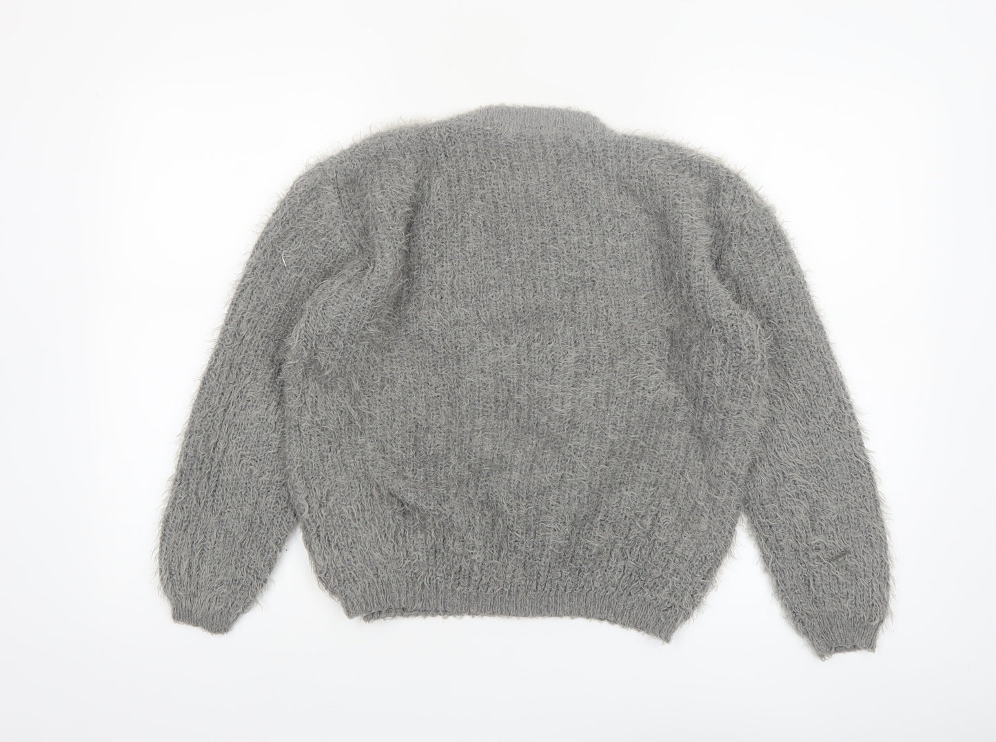 Salvo Green Women's Grey Chunky Knit Crew Neck XL Jumper