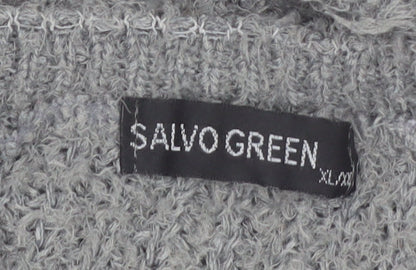 Salvo Green Women's Grey Chunky Knit Crew Neck XL Jumper