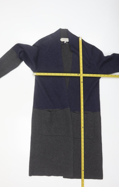 Hobbs Women’s Grey & Navy Colour Block Long Knit Cardigan M