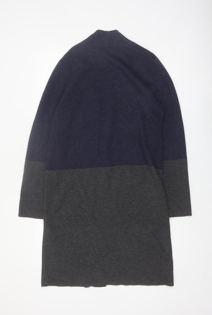 Hobbs Women’s Grey & Navy Colour Block Long Knit Cardigan M